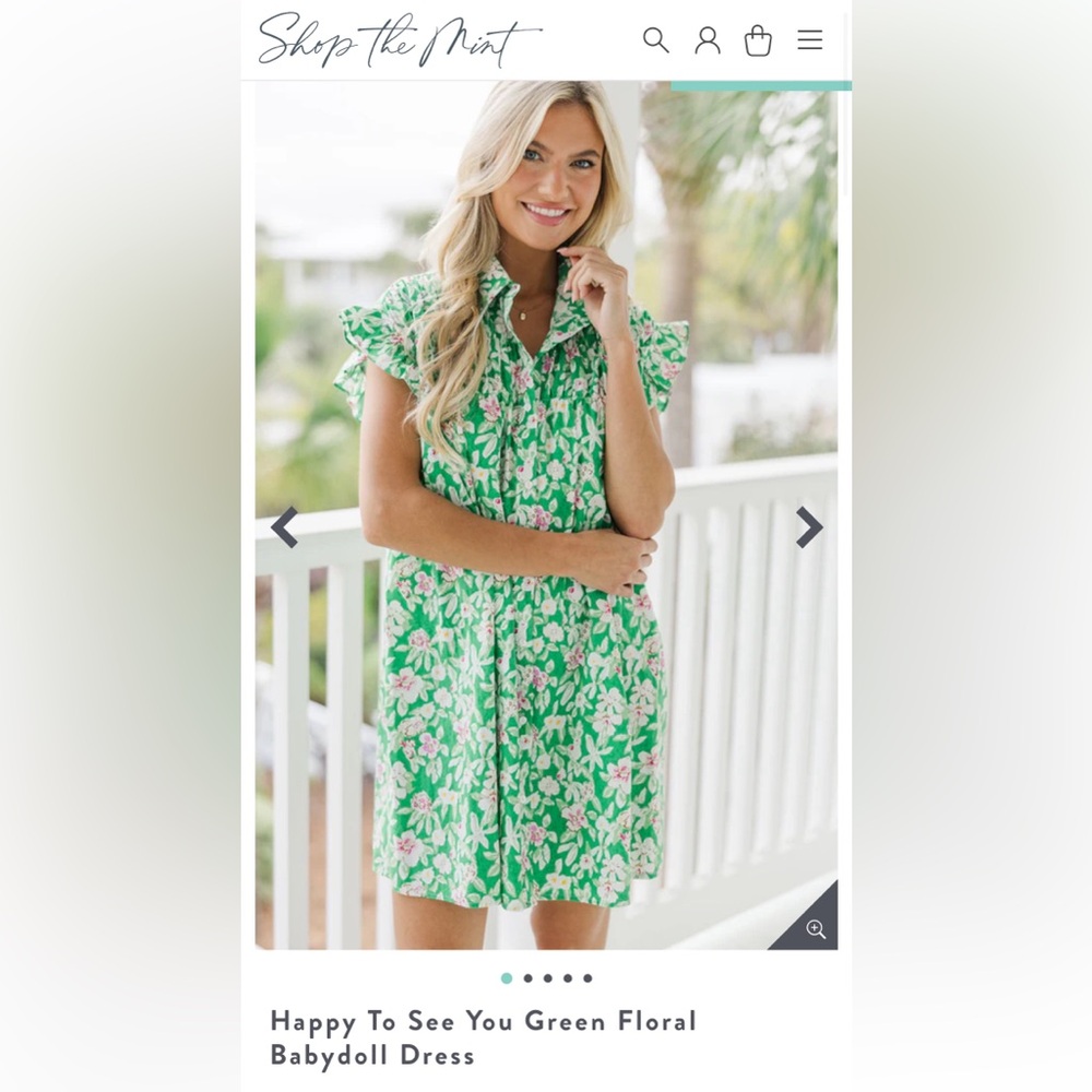 Green Floral Babydoll Dress